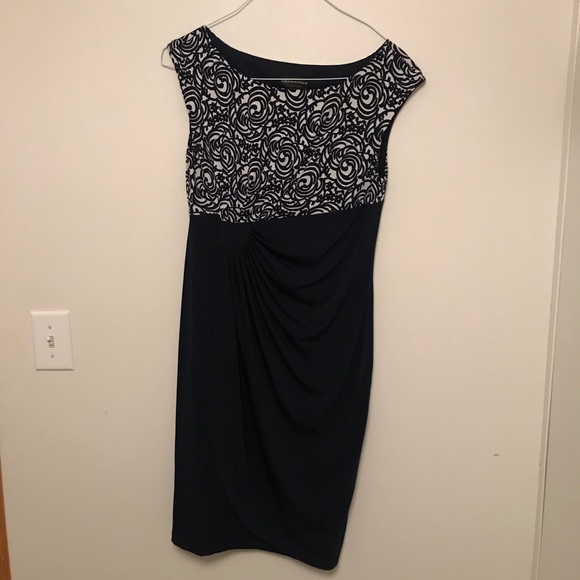 connected apparel Dresses & Skirts - Lisa Connected Apparel Navy Blue and White Dress